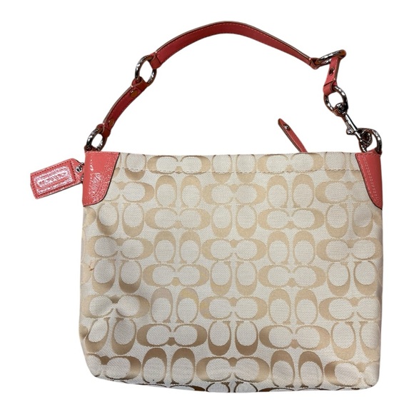 Coach Logo Canvas Floral Leather Trimmed Shoulder Bag - Picture 2 of 7